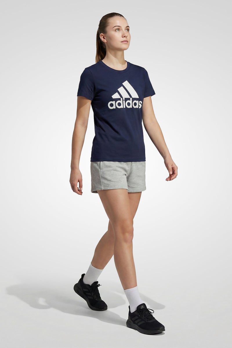 Adidas Women Sportswear Fit Short Sleeve Training T-Shirt, Navy - Image 1